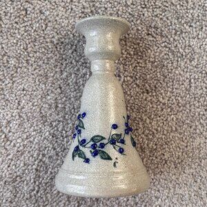 Vintage Salmon Falls Stoneware Candle Holder Blueberry Vine
